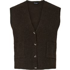 Pieces Veste Pieces Pcsilly Sl V-Neck Knit Vest - Mørkebrun