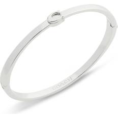 Coach Silver Tone Signature C Bangle Boxed Bracelet