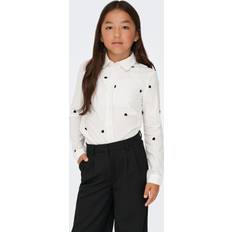 Piger - Sort Skjorter Only Bluse Koglina Grace L S EMB Shirt - Bright White