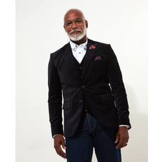 Men - Stripes Blazers Joe Browns Men's Classic Velvet Pinstripe Suit Blazer - Black