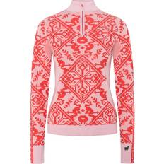 Dam - Röda Underställstoppar Kari Traa Saga HZ Underställströja Dam Half Zip - Rosa/Röd