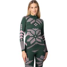 Dam - Gröna Underställstoppar Kari Traa Faith Half Zip Thyme Merinoull Dam - Grön/Grå
