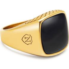 Nialaya Gentleman's Gold Signet Ring 64 MM - Black