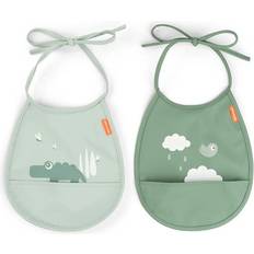 Done by Deer Tiny Pocket Bibs 2-pack Croco Green