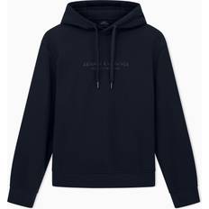 Armani Exchange Jumpers Armani Exchange Hooded Cotton Logo Sweatshirt - Blue