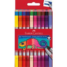 20 Marker penne Faber-Castell Double Ended Felt Tip Pen Plastic Wallet of 20