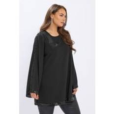 Sequins Blouses Yours Sequin Panel Flare Tunic Top Tunic Top - Black