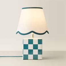 ValueLights Evie Ceramic Cube Checkered 40cm H x 25.5cm D Table Lamp