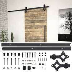 Sliding Door Hardware Berkfield Home Sliding Door Hardware Kit 183 cm Steel Black