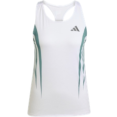 adidas Women's Adizero Archive Running Singlet - White/Preloved Teal