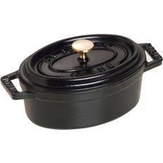 Glaskeramikhäll Minigrytor Staub La Cocotte Black med lock 0.25 L 11 cm