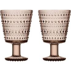 Iittala Kastehelmi på Fot 26 cl 2-pack Linne Beige Dricksglas 26cl 2st
