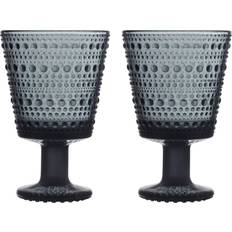 Iittala Kastehelmi På Fot 26 Cl 2-Pack Mörkgrå Dricksglas 26cl 2st
