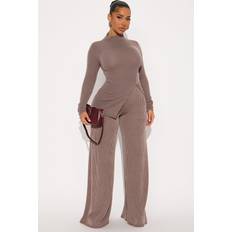 Fashion Nova Joelle Ribbed Pant Set - Brown