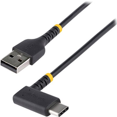 En kontakt Kablar StarTech fot USB A C laddningskabel, rät vinkel USB-C-kabel 2.0 robust Aramidfiber, 3A 0.3m