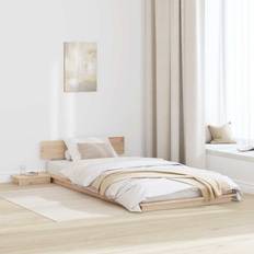 190 cm - 90 cm Rammesenge vidaXL Sengestel Brun 90 x 190 cm Med Natborde Rammeseng