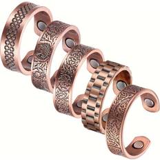 Temu Adjustable Magnetic Copper Rings 5pcs - Jewelry