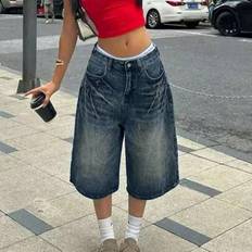 Baggy - Women Shorts Shein Dollsgirl Y2K Summer Denim Shorts Front Button - Bermuda