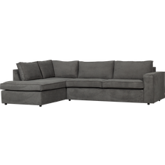 Woood Thomas Ribcord Left Dark Grey Sofa 283cm 4 Seater