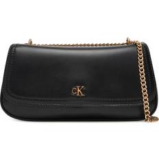 Guld/Messing - Herre Skuldertasker Calvin Klein Monogram Logo Hardware Chain Small Shoulder Bag - Black