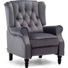Black - Wing Chairs Armchairs More4Homes Althorpe Velvet Slate Grey Armchair 105cm