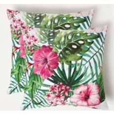 Homescapes Botanical Flower Outdoor Cushion 45 x 45 cm Set of 2 Complete Decoration Pillows Multicolour