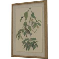 Brown Framed Art Hill Interiors Collection Warblers on Linen Beaded Frame L2 x W40 x H50 cm Framed Art