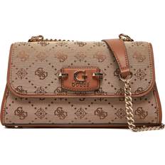 Dame - Hvid Skuldertasker Guess Neda Uld Konvertibel Crossbody Flap Taske - Brun