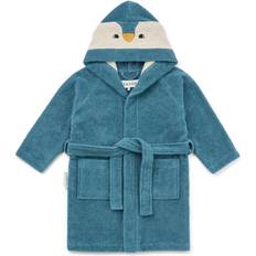 Ekologisk bomull Morgonrockar Barnkläder Liewood Lily Badrock Penguin Bathrobe - Blå