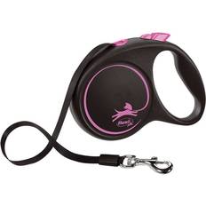Dog Collars & Leashes - Dogs Pets Flexi Black Design Tape 5m S Pink