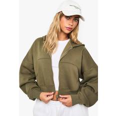 Hoodies Jumpers boohoo Boxy Balloon Sleeve Oversized Zip Through Hoodie - Green
