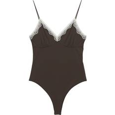 Pull&Bear Balconette Bodystocking Med Stropper Og Blonder - Brown