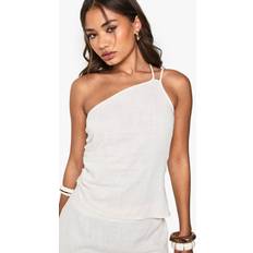 Linen - Women Tank Tops boohoo Womens Linen Look Asymmetric Cami - Beige