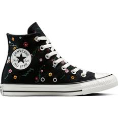 Dam - Nike Air Force 1 - Svarta Skor Converse Chuck Taylor All Star Embroidered Floral Hi-Top Trainers - Black/Multi