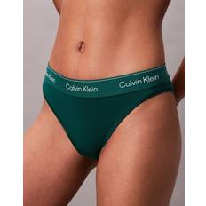 Calvin Klein Green Knickers Calvin Klein Icon Cotton Modal Tanga Thong - Forest Green