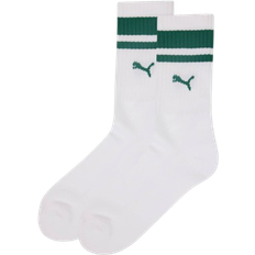 Puma Unisex Crew Heritage Stripe Socks 2-pack - White/Retro Green