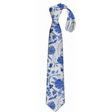 Florals Ties BearLad Men's Tie Printed Skinny Tie Fashion Cool Necktie - Blue Chinoiserie Blue White