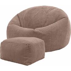 Brown Bean Bags ICON Dome And Footstool Jumbo Cord Bundle Medium Bean Bag