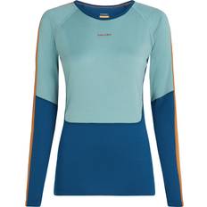 Dame - Stribede Svedundertøj Icebreaker Funktionsbluse 200 Oasis - Blå/Mint/Orange