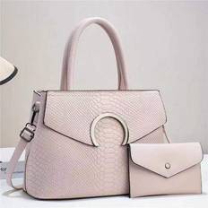 Pink Bucket Bags RYWOLT Pu Crocodile Texture Bucket Bag With Chain - Pink