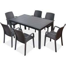 Utemöbler matgrupp 6 personer Bica Antracit Technorattan Möbelset 6 Personer Matgrupp