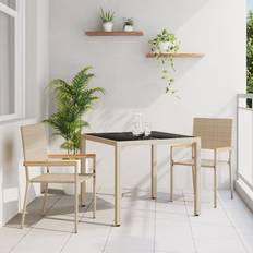 Polyrattan Havemøbelsæt vidaXL 3 Delers Havemøbel Sæt Beige Poly Rattan Stk Havemøbelsæt, 1 borde inkl. 2 stole