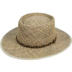 Mens 100% Straw Seagrass Summer Panama Fedora Trilby Sun Hat