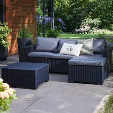 Keter Garden & Outdoor Furniture Keter California 3 Seater Chaise Longue Grey Outdoor Lounge Set