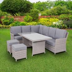 7 seater corner sofa Florence 7 Seater Grey Wicker Outdoor Set Modular Sofa