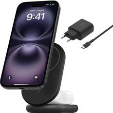 Apple iphone charger Belkin BoostCharge 2-i-1 Magnetisk Hopfällbar Qi2 Laddare 15 W