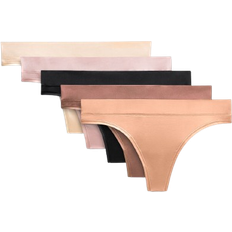 Lululemon Trosor Lululemon UnderEase Mid Rise Thong Underwear 5-pack - Black/Twilight Rose/Pink Clay/Misty