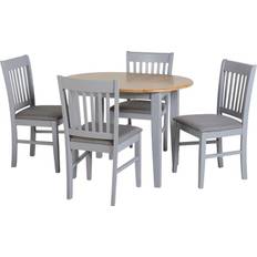 Wood Dining Sets SECONIQUE Oxford Extending Grey/Natural Oak Dining Set 80x105cm 5pcs