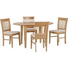 SECONIQUE Oxford Extending Natural Oak/Mink Dining Set 80x105cm 5pcs