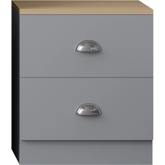 Oaks Bedside Tables Fwstyle Esher Matt Grey/Oak Bedside Table 39x40cm